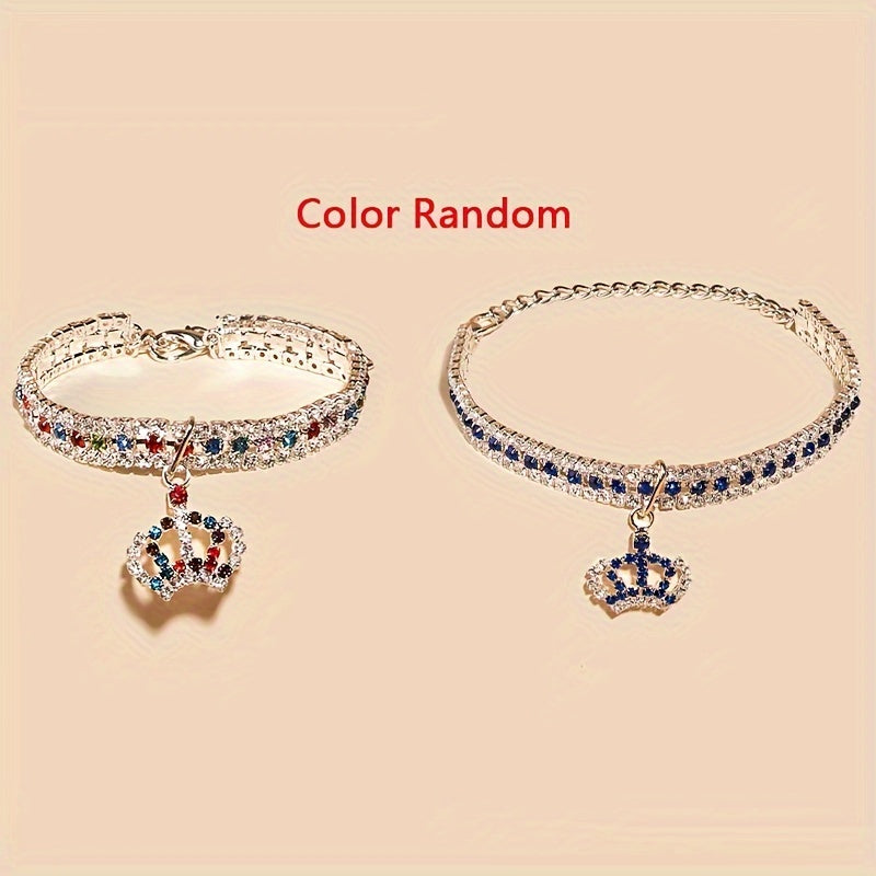 Rhinestone Crown Pendant Collar
