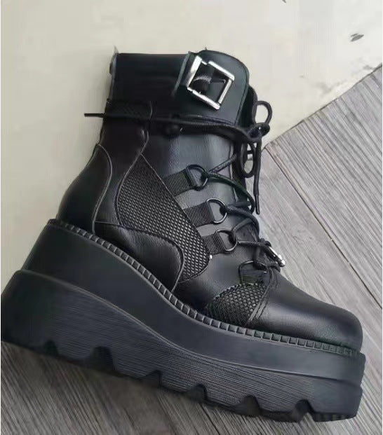 Chunky Platform Wedge Heel Boots