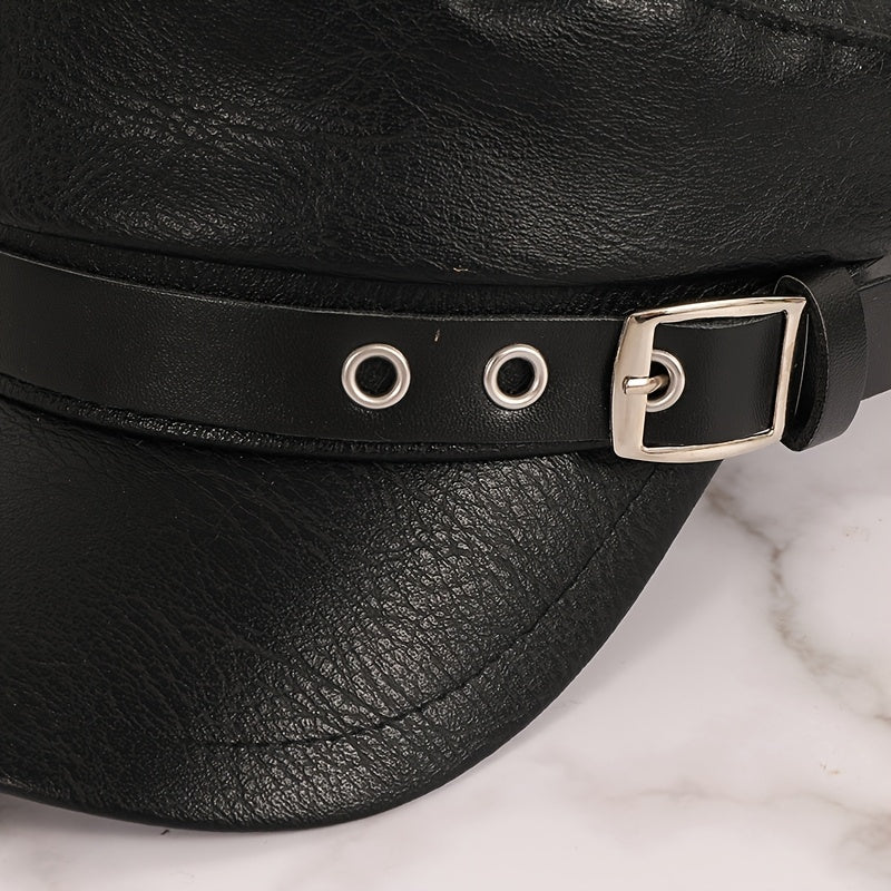 PU Leather News Cap