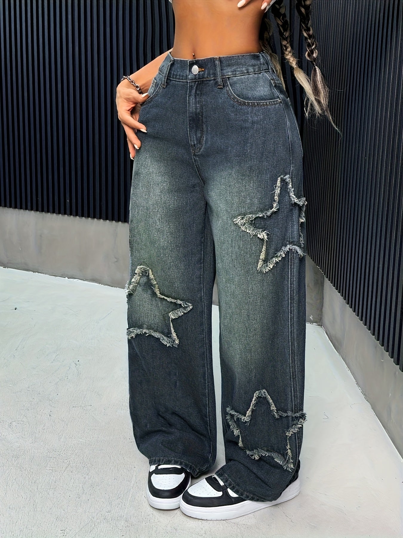 Denim Jeans with Star Patches