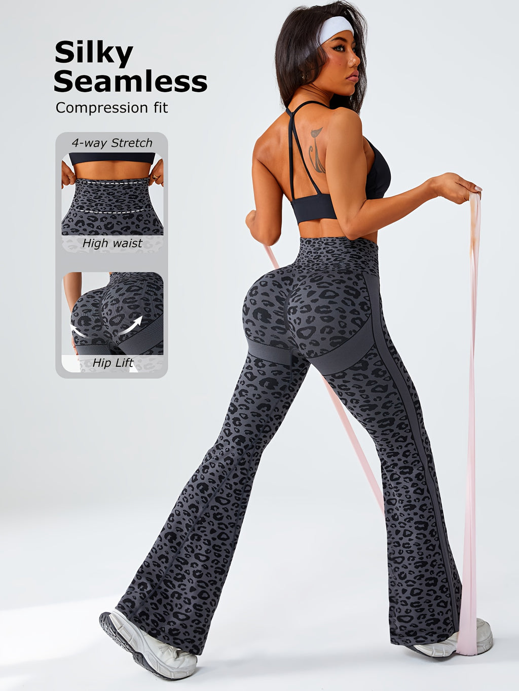 Seamless Leopard Print Flared Pants