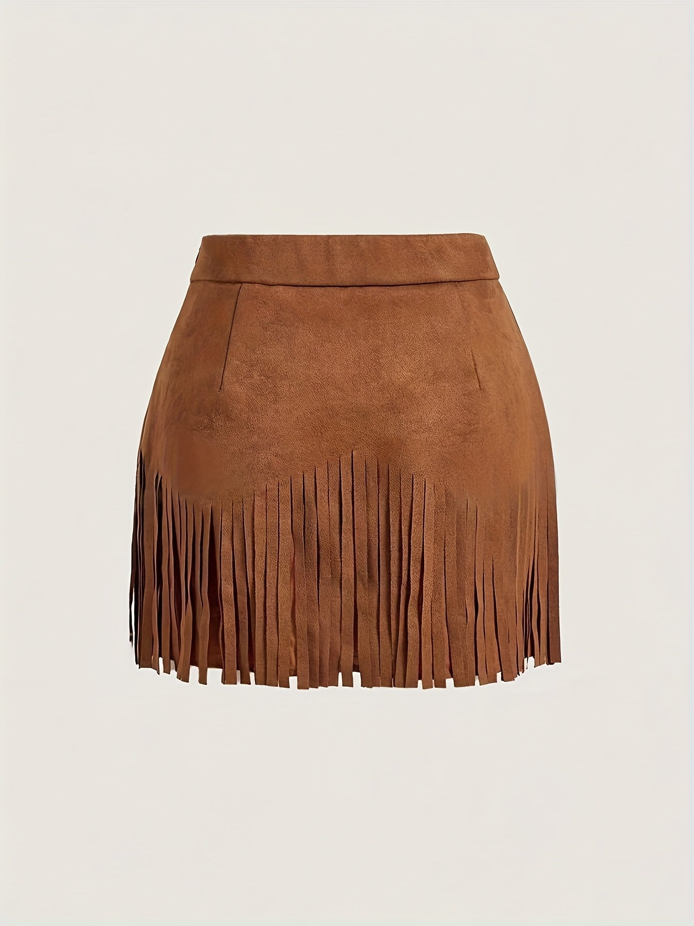 Women's Vintage Rivet Tassel Brown A-Line Skirt