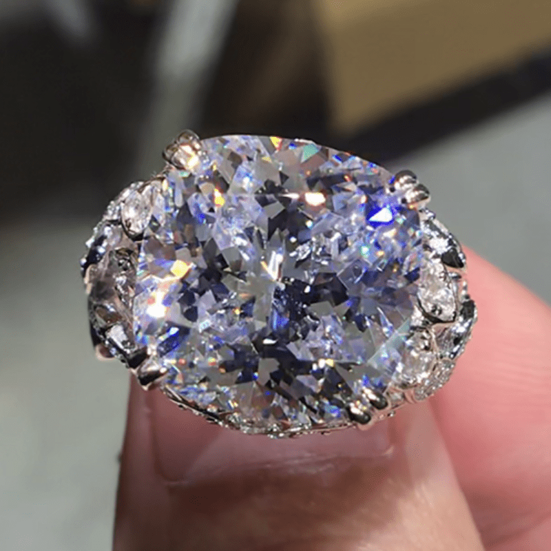 Square Cubic Zirconia with Intricate Floral Design