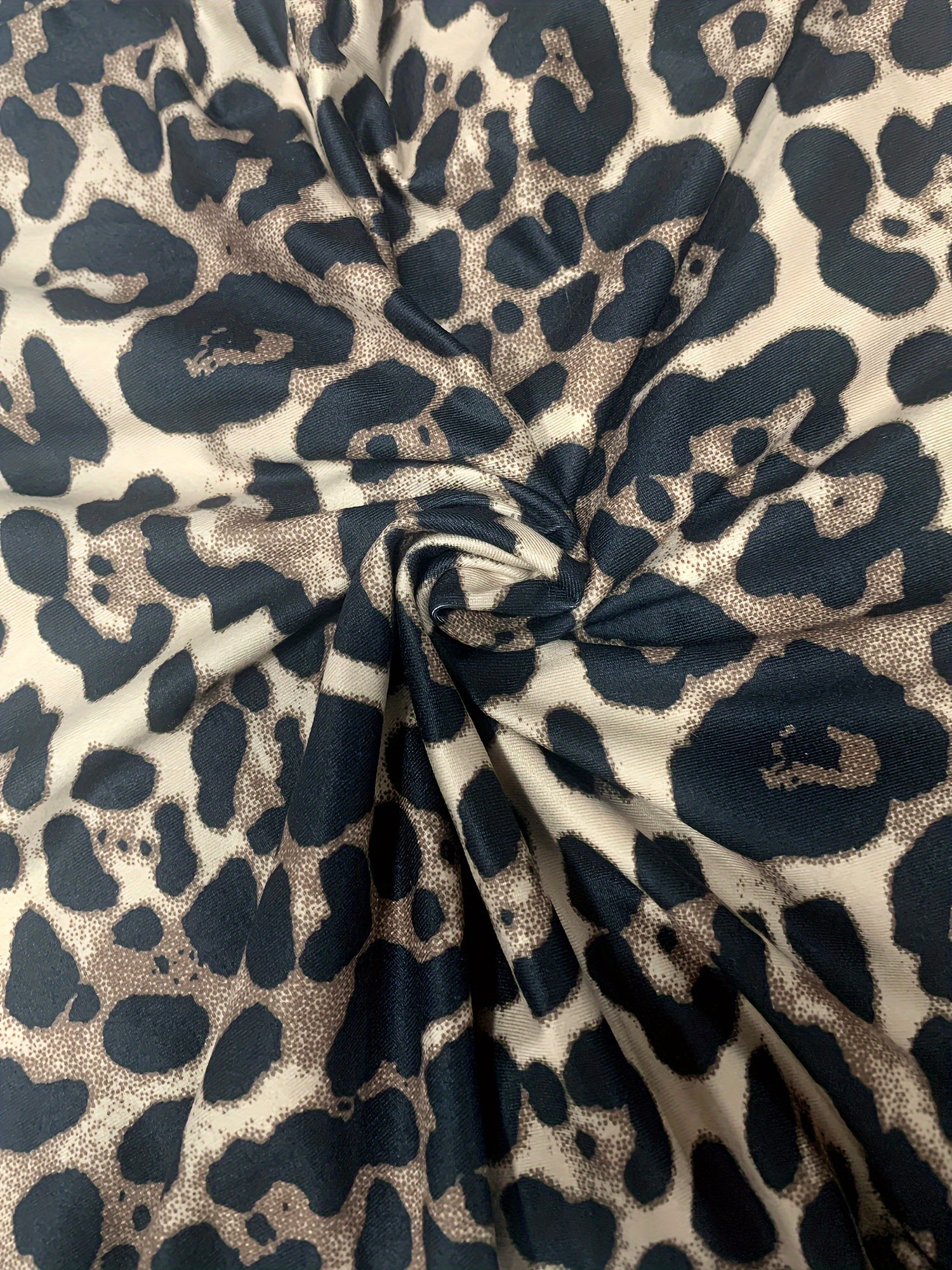 Leopard Print Polyester Stretch Knit Turtleneck