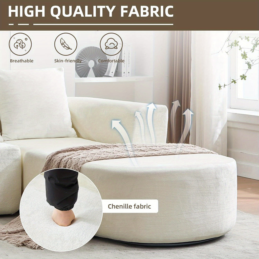 100'' Modern Curved Sofa Couch With Chaise And 4 Pillows