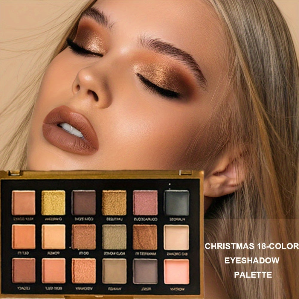 18-Color All-in-One Eyeshadow Palette with Matte, Shimmer, Glitter & Rainbow Effects