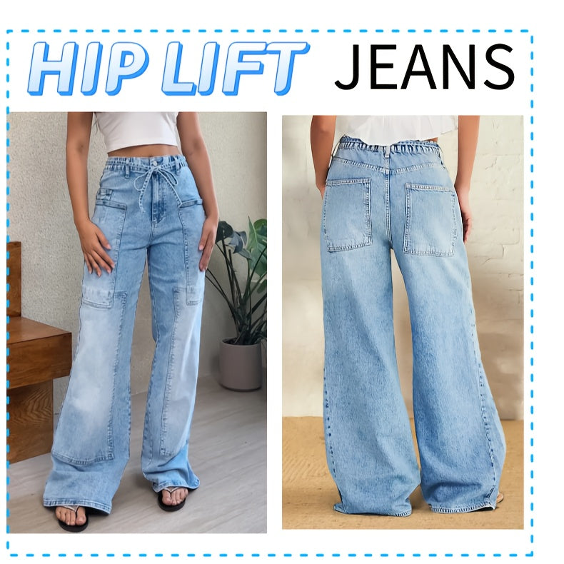 Non-Stretch Semi-Elastic Waist Pants