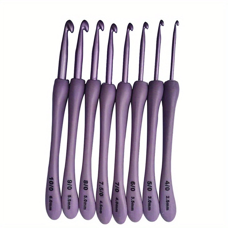 8pcs Ergonomic Plastic Handle Crochet Hooks Set