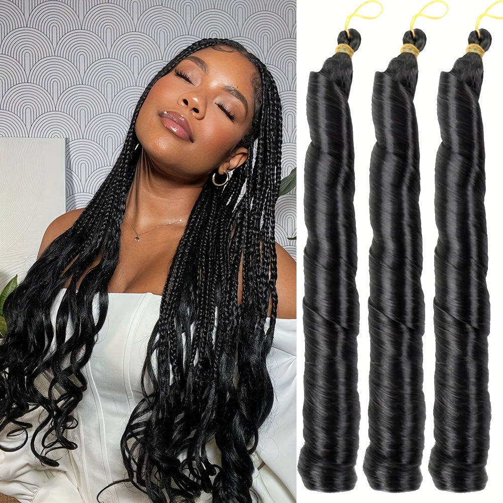 3pcs 22" Pre-Stretched French Curl Braiding Hair Extensions for Women - Loose Wave Synthetic Crochet Braids