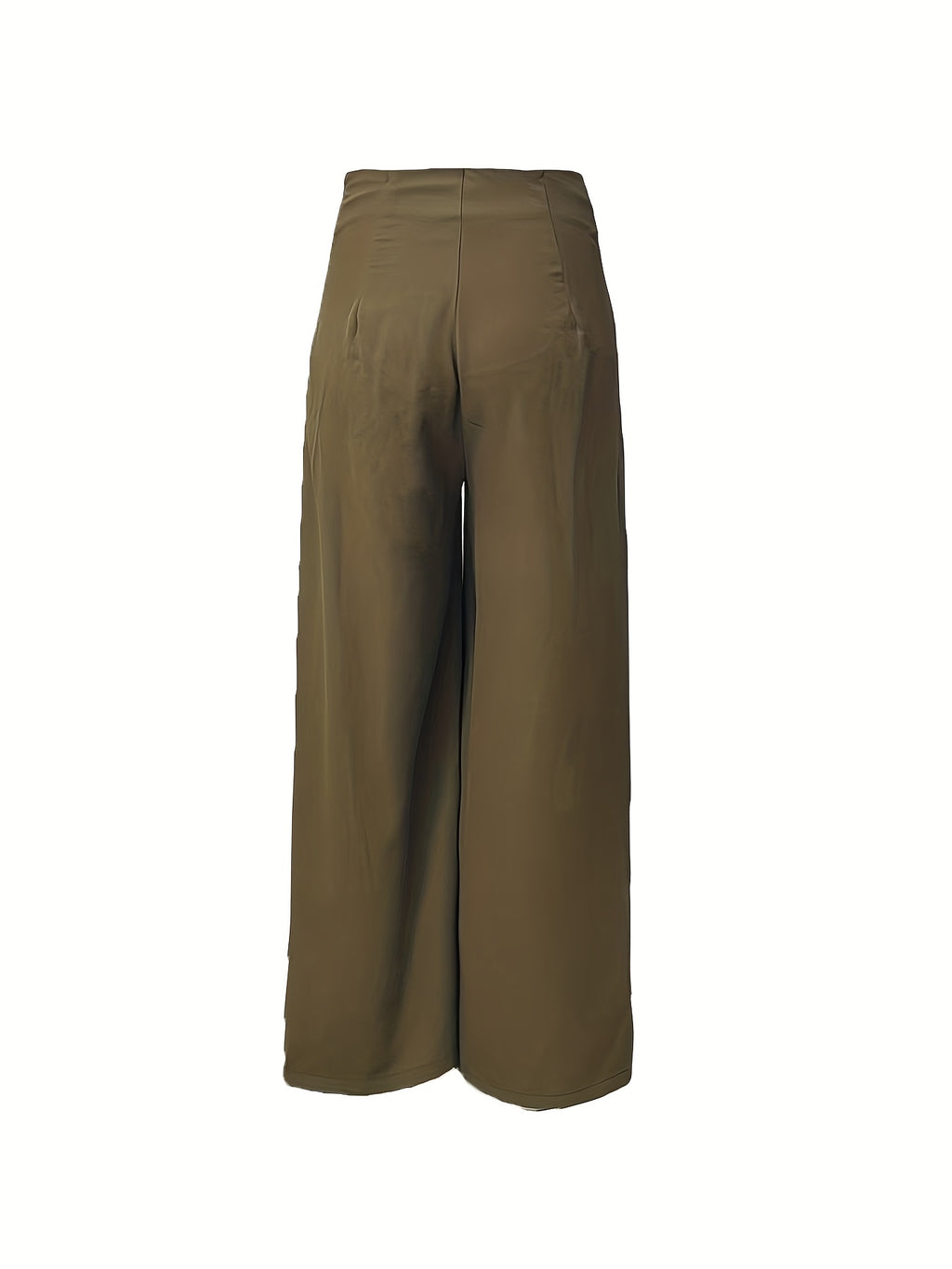 High-Waisted Straight-Leg Pants with 3D Button Detail