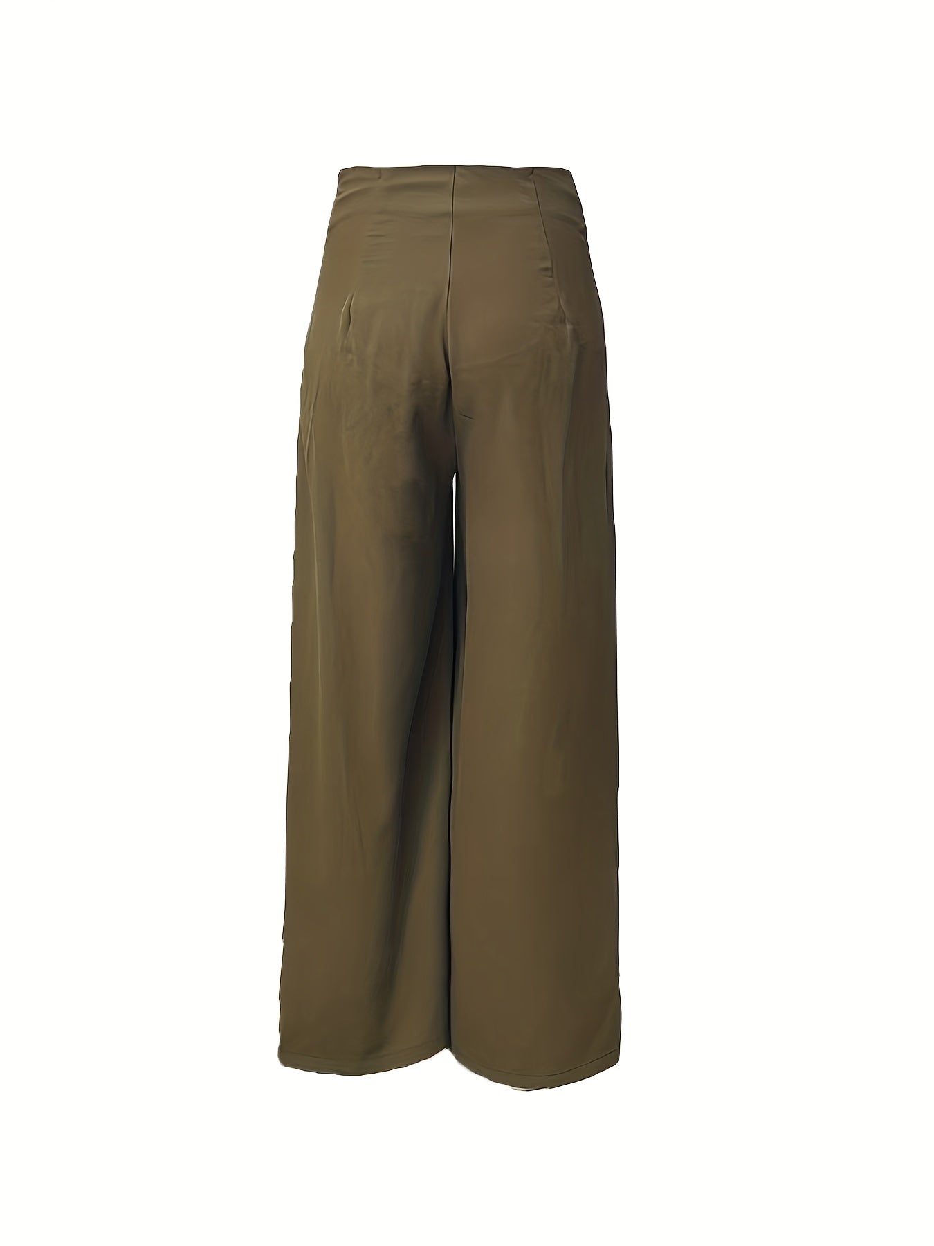 High-Waisted Straight-Leg Pants with 3D Button Detail