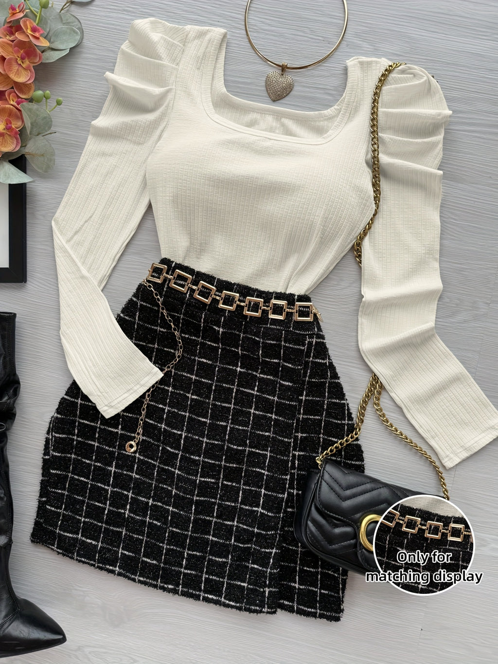 Skirt Suit with Square Neckline