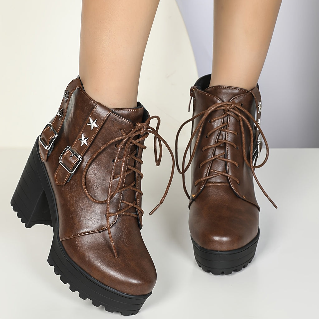 Retro Chunky Platform Ankle Boots