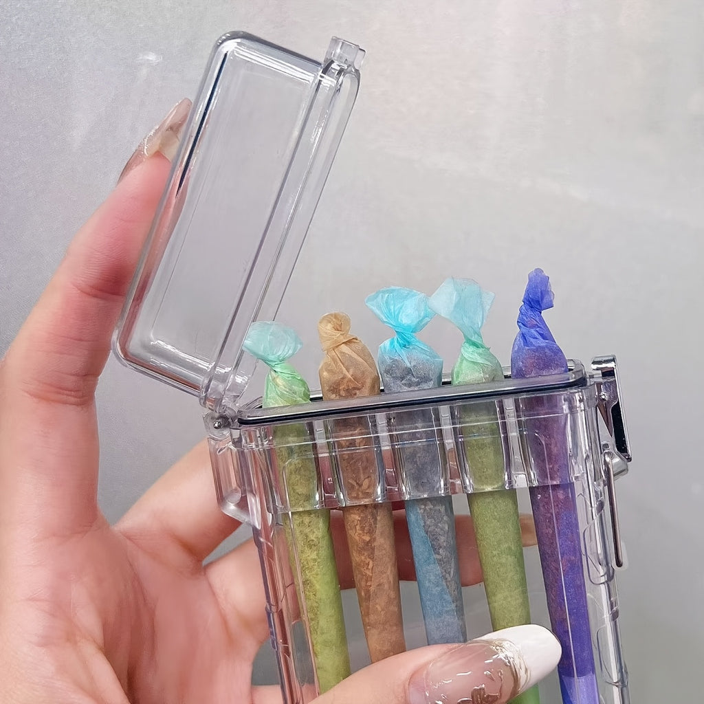 Transparent Acrylic Cigarette Case with Integrated Flip-Top Lid