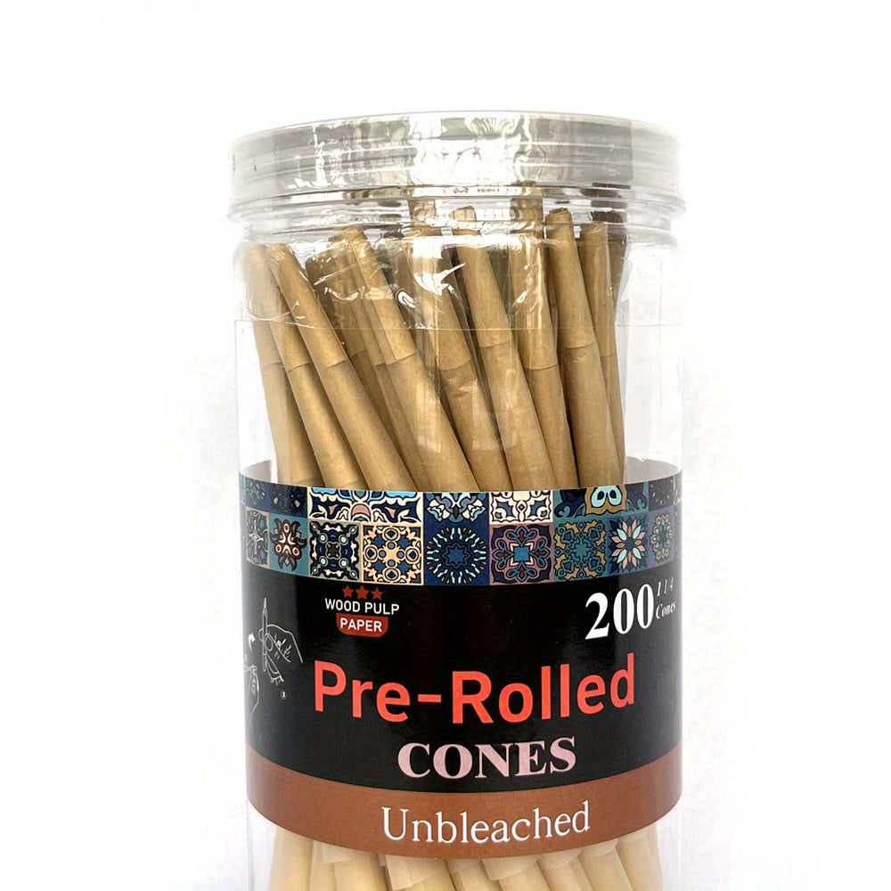 200pcs Unbleached 1 1/ 4 Size Pre-Rolled Papers Cone
