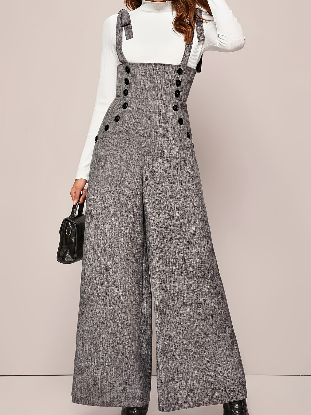 Polyester Jumpsuit with Button Detail