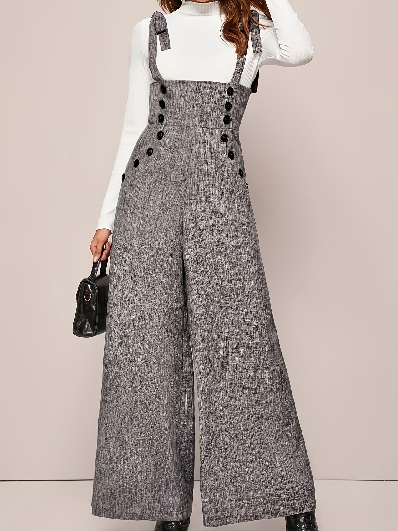 Polyester Jumpsuit with Button Detail