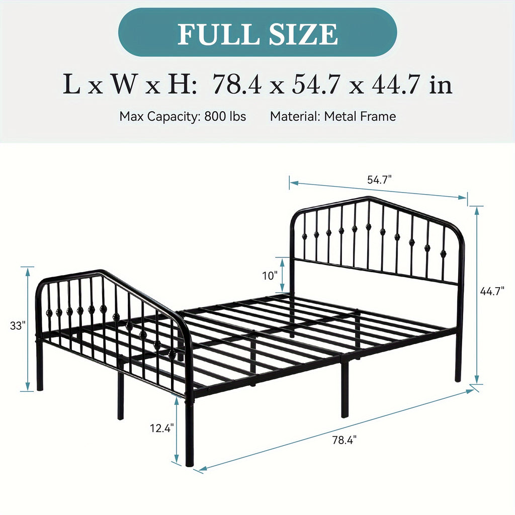 14'' Queen Size Heavy-Duty Wrought Iron Bed Frame