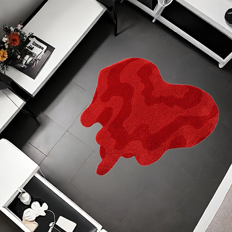 Red Heart-Shaped Area Mat