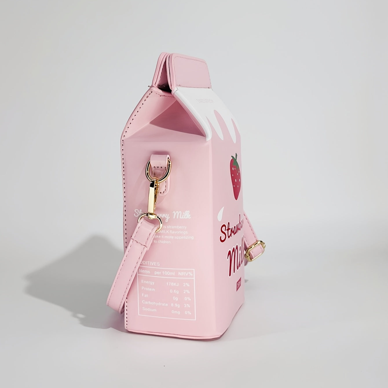 Women's Fashion Milk Carton-Shaped Letter and Cow Print Crossbody Bag with Adjustable Strap and Zipper Closure, Casual Commuter Satchel for Travel and Everyday Use - Strawberry Pattern Square Purse, Lightweight Handbag, Playf