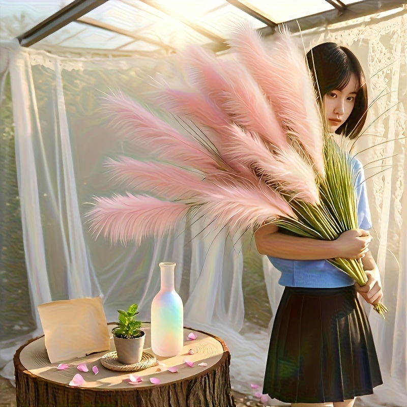 5-heads Super Healing Artificial Large Plaster Fox Grass Plant - 35 inches Tall