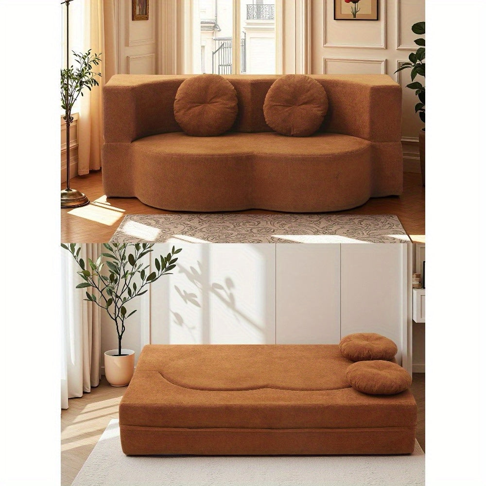 2-in-1 Convertible Folding Sofa Bed with Mattress