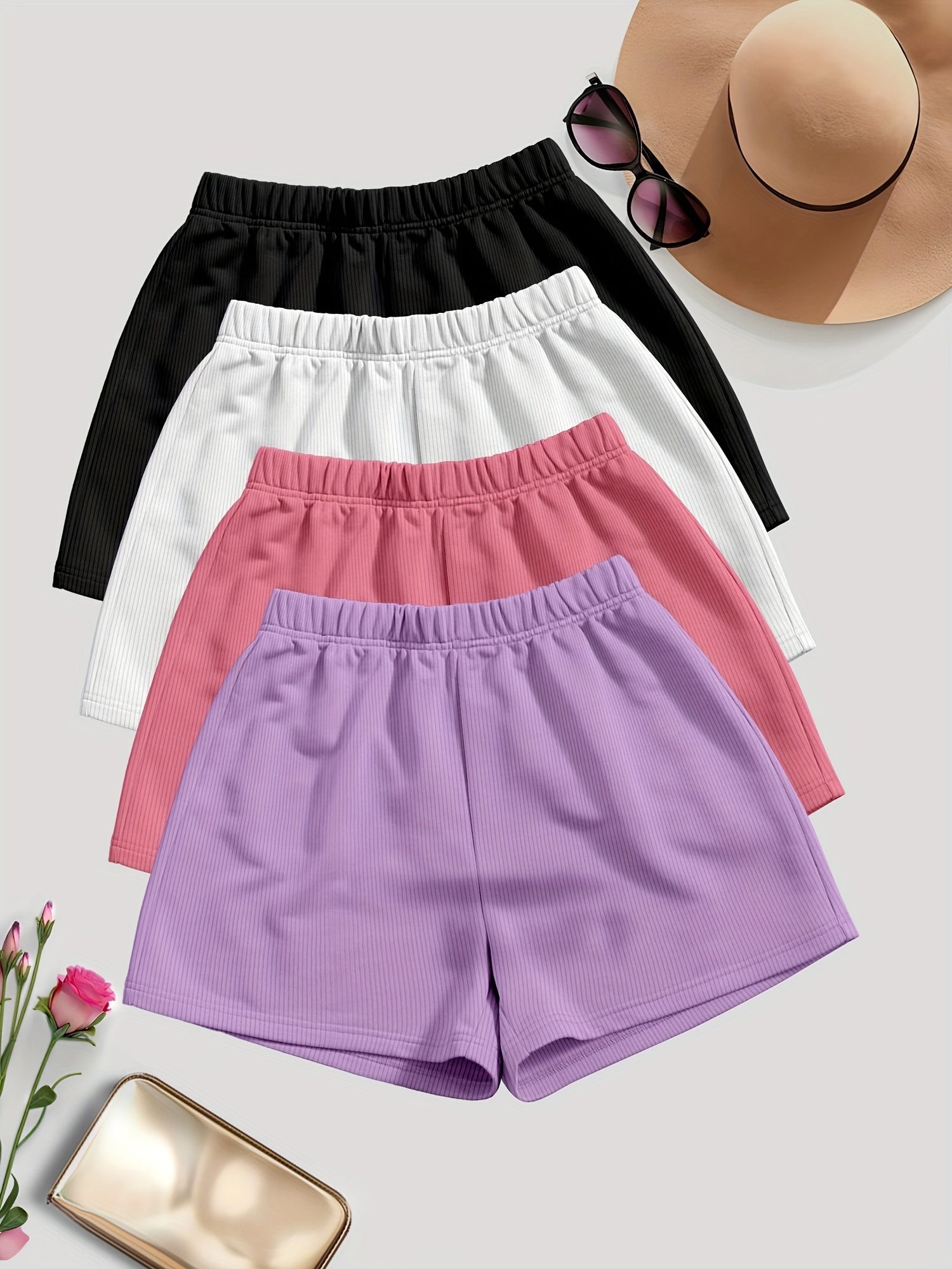 Solid Color Casual Shorts {4pcs}