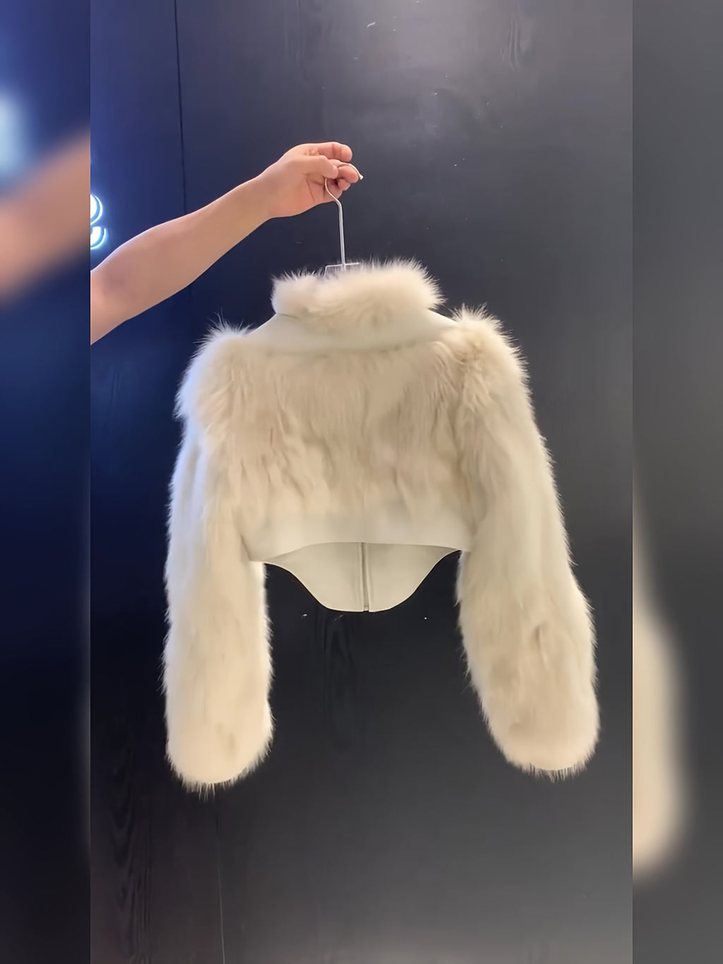 White Plush Fur Trim Short Jacket