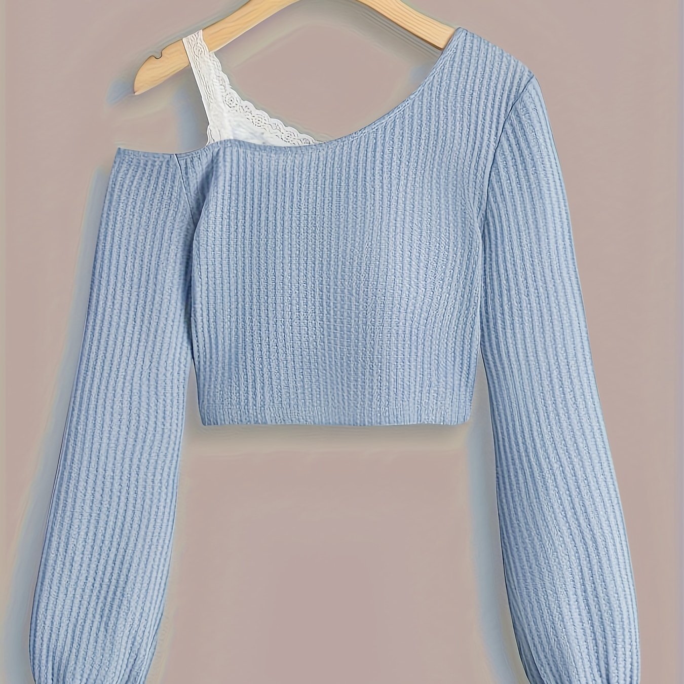 Lace Trim Off-Shoulder T-Shirt