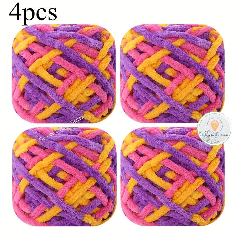 {4pcs} Soft & Thick 100% Polyester Chunky Yarn