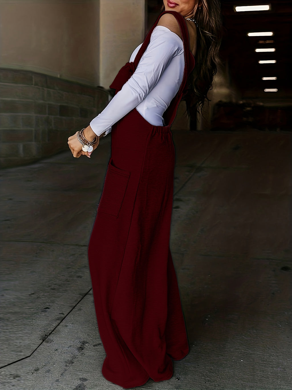 Solid Color Slingback Jumpsuit with Pocket