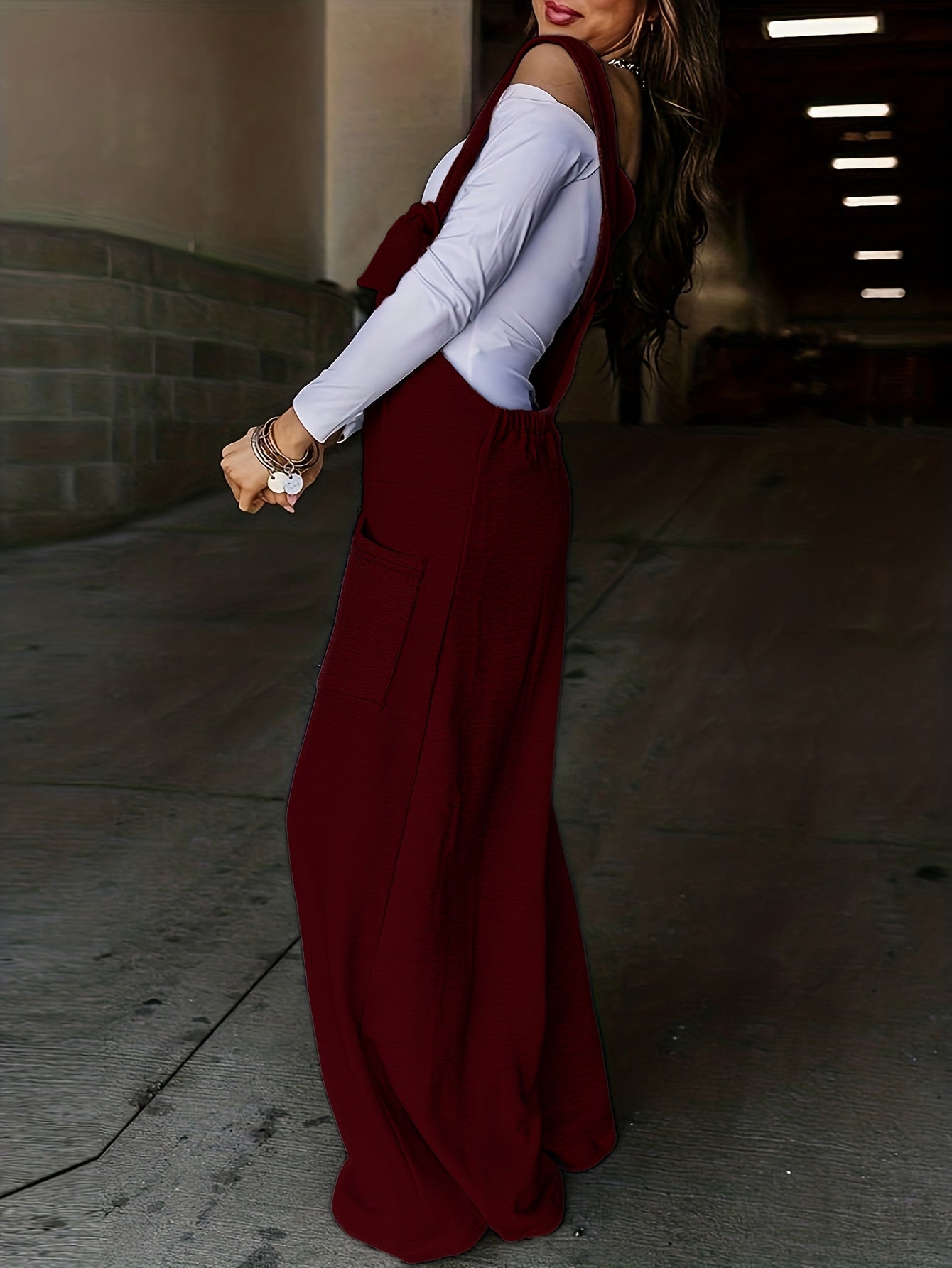 Solid Color Slingback Jumpsuit with Pocket