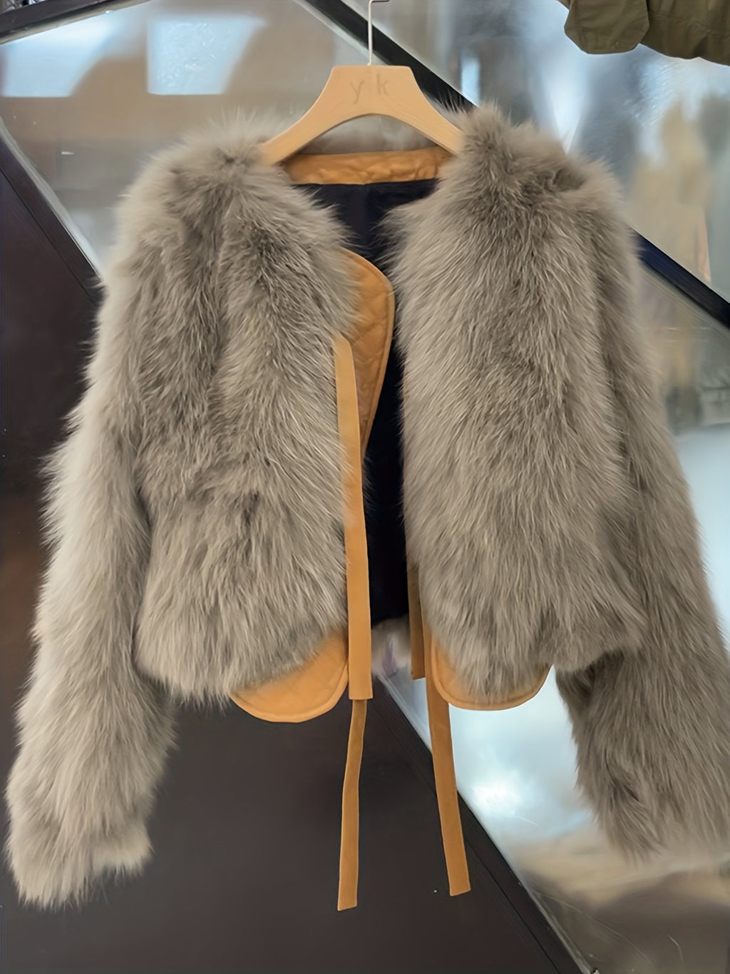 Elegant Fur-like Exterior, H-Silhouette Short Jacket