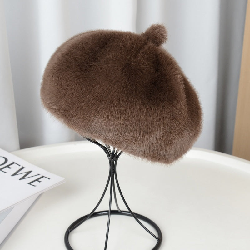Fur-like Beret Hat