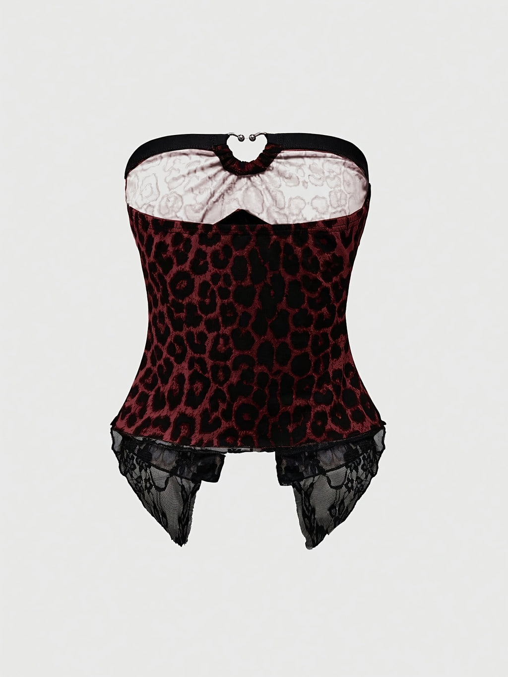 Leopard Print Lace Trim Bandeau Top