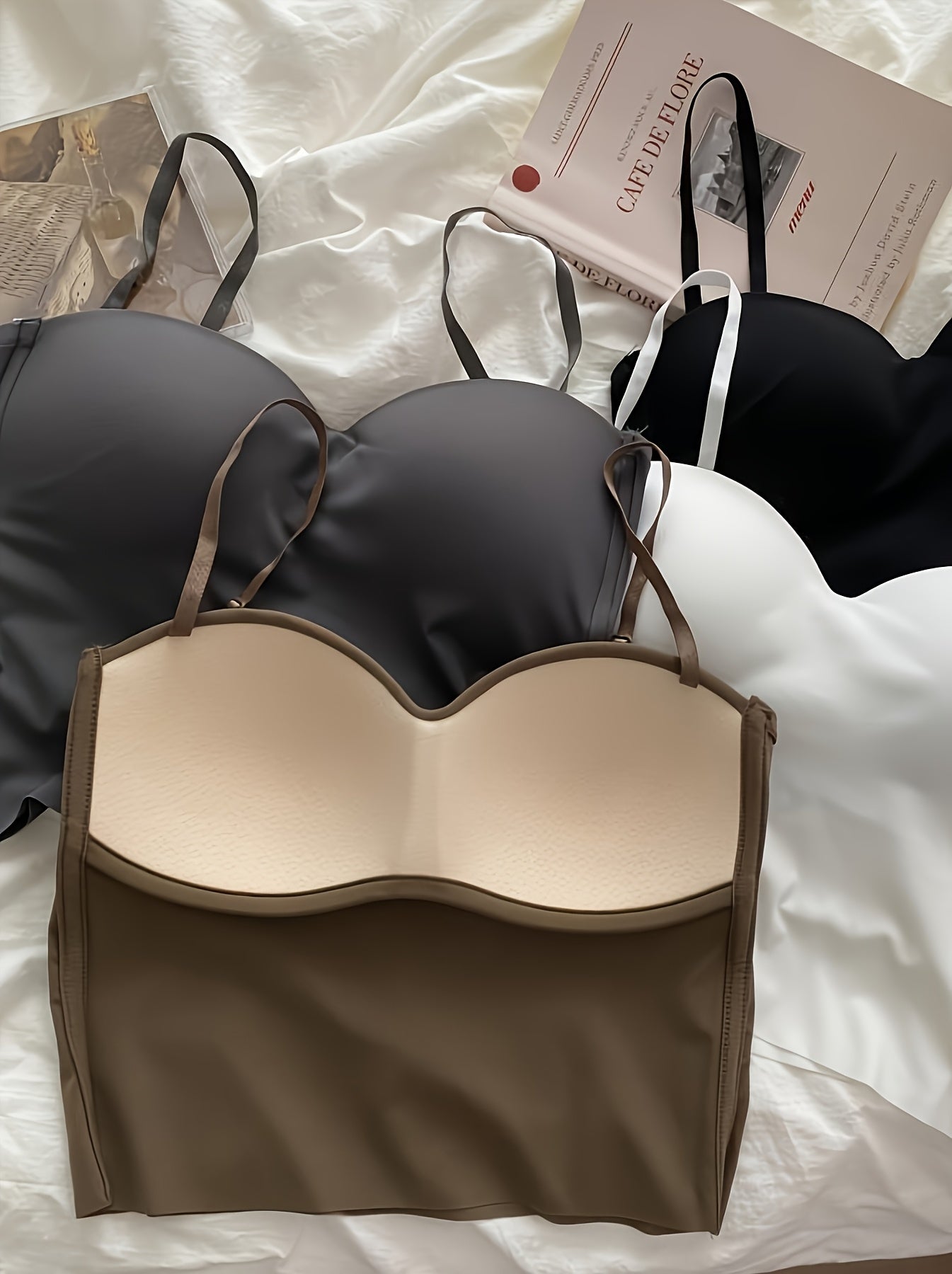 {4pcs} Seamless Sliky Fiber Tank Tops with Built-In Bra