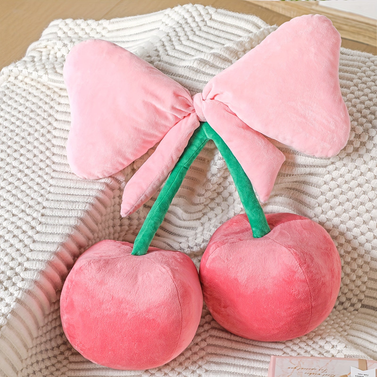 Bow Cherry Throw Pillow