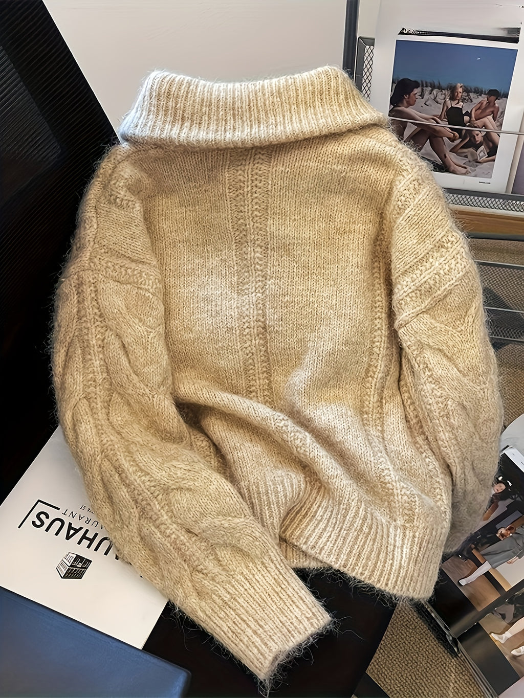 Oversized Plush Wool Sweater Coat