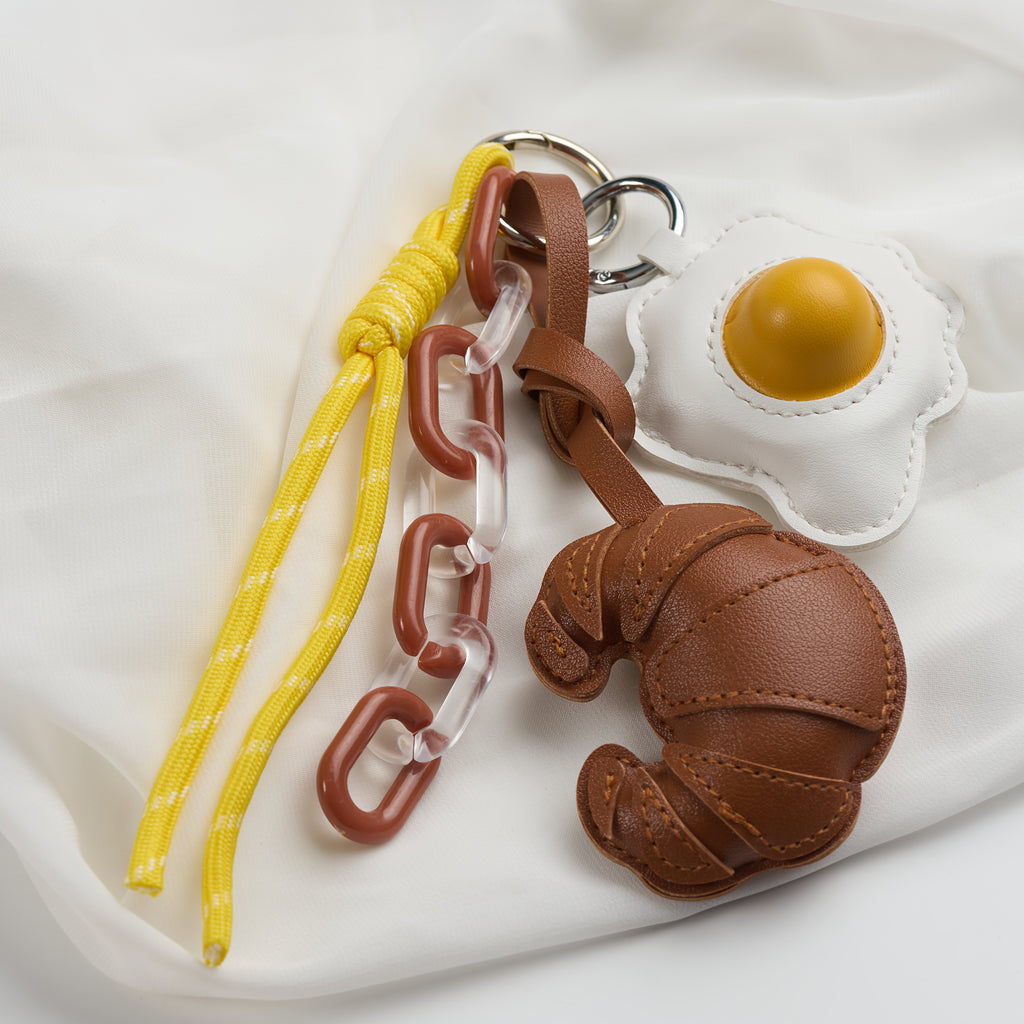 PU Frying Egg Horns Keychain
