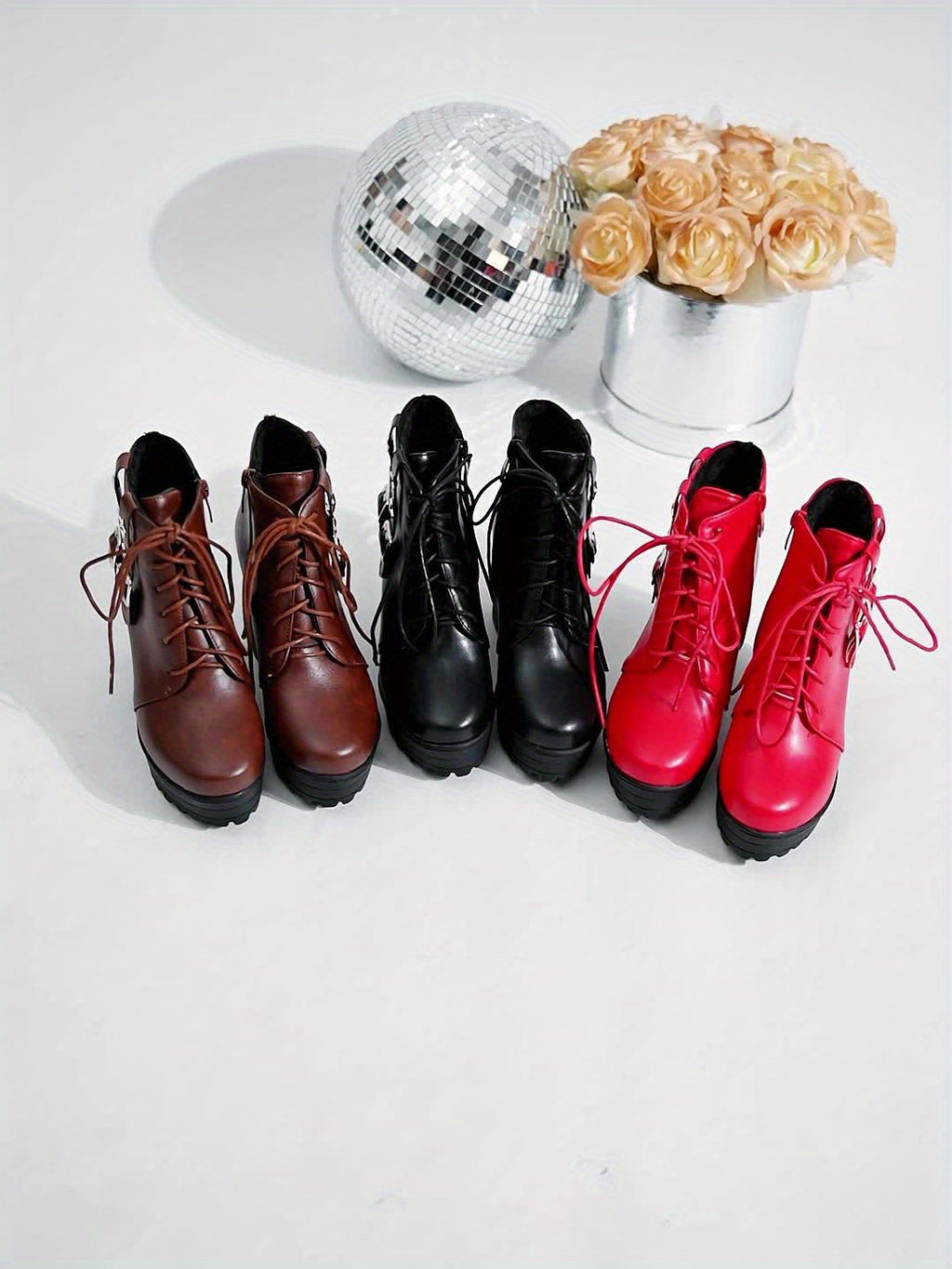 Retro Chunky Platform Ankle Boots