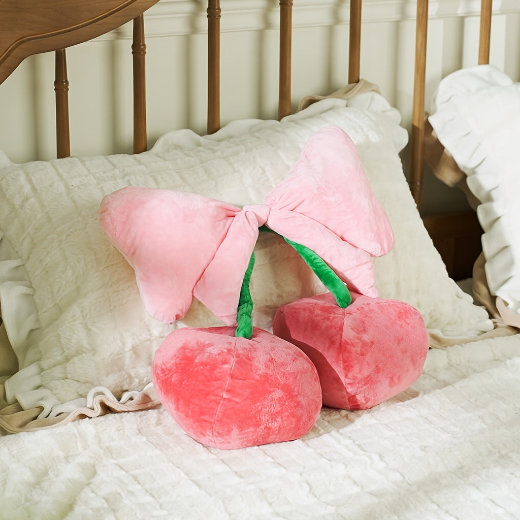 Bow Cherry Throw Pillow