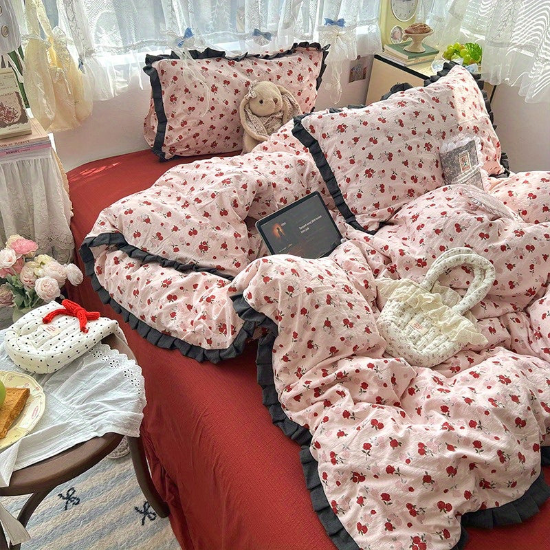 French Black Lace Bedding Set of 4pcs