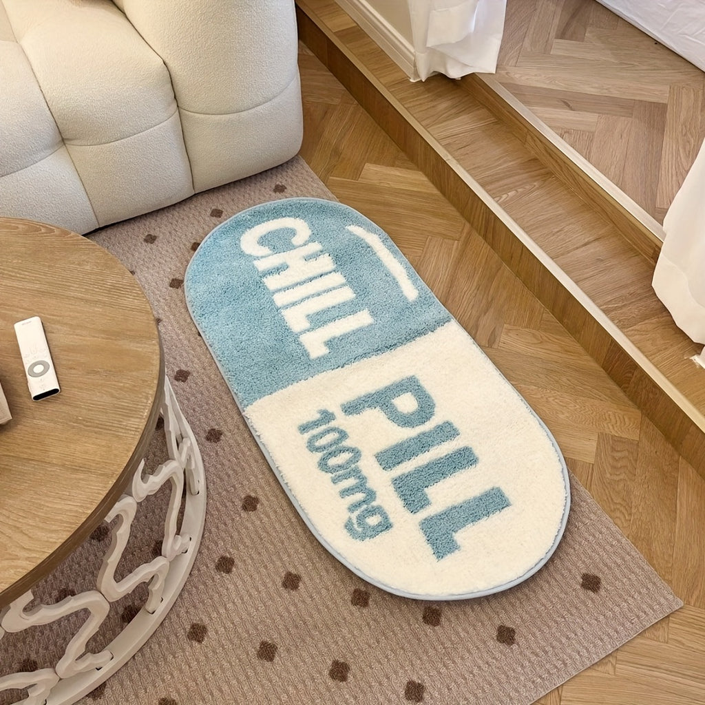 "CHILL PILL 100mg" Non-Slip Absorbent Polyester Area Mat