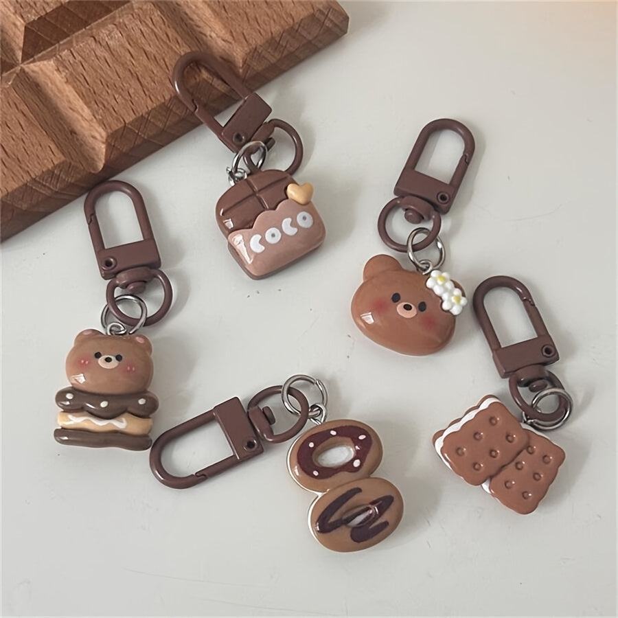 {5pcs} Cute Cartoon Bear Cookie Keychains