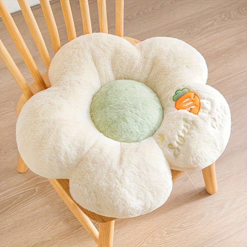Plush Fruit & Flower-Themed Seat Cushion - Soft Polyester, Round, Machine Washable - Ideal for Car, Chair, Sofa - Comfortable Full-Body Support for Long Sitting - Perfect Office & Home Gift