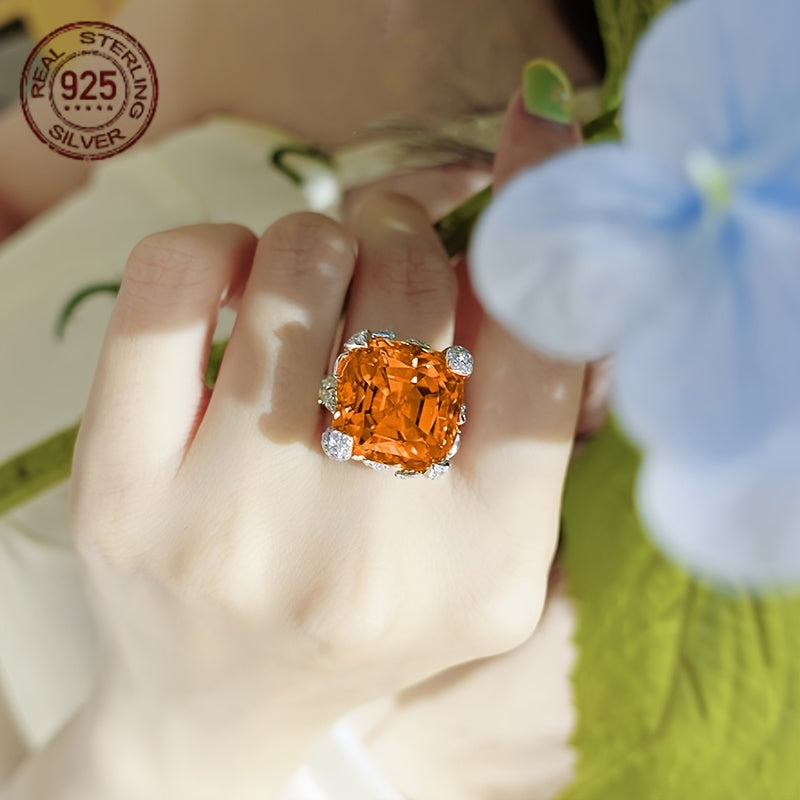 Orange Synthetic Champagne Zirconia Ring