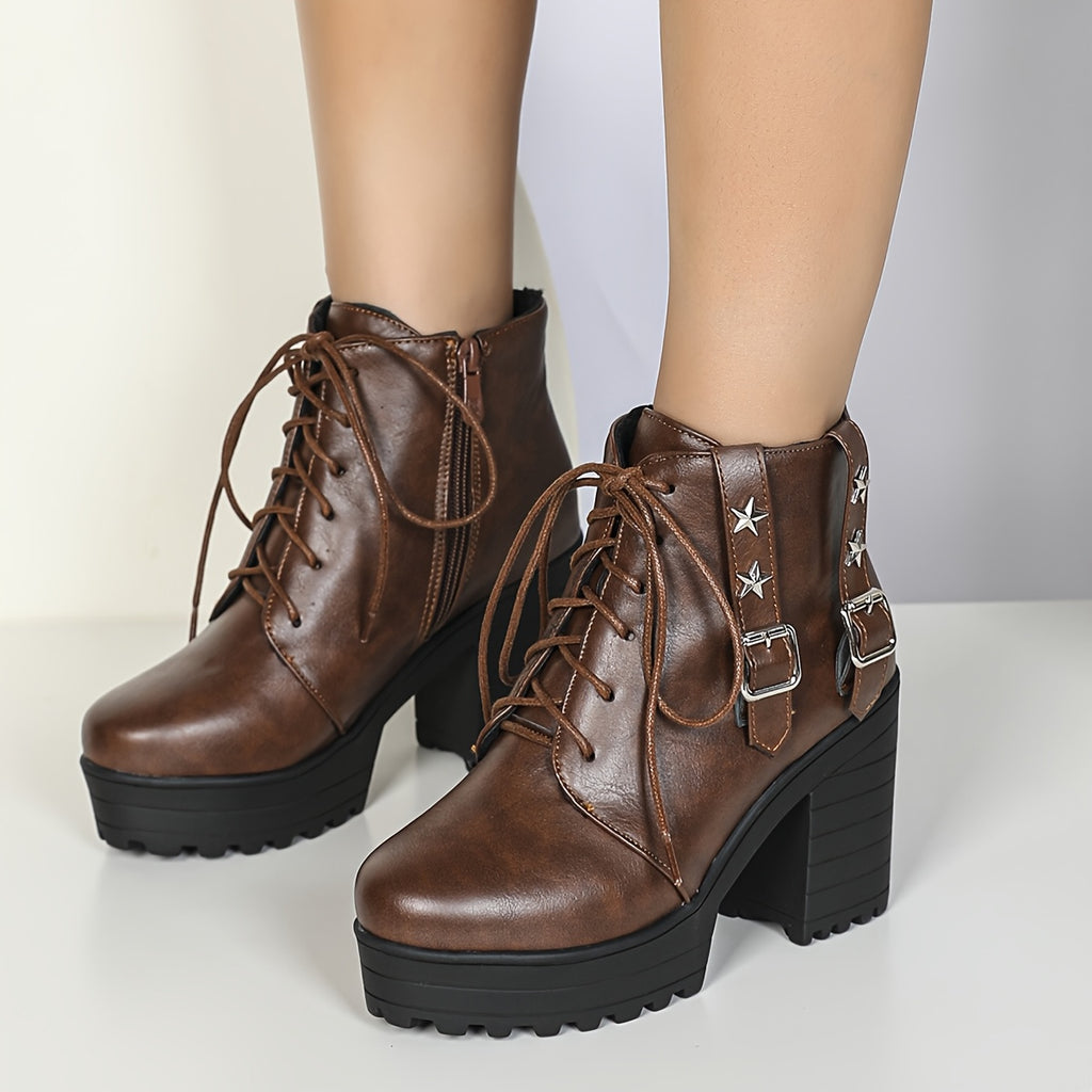 Retro Chunky Platform Ankle Boots