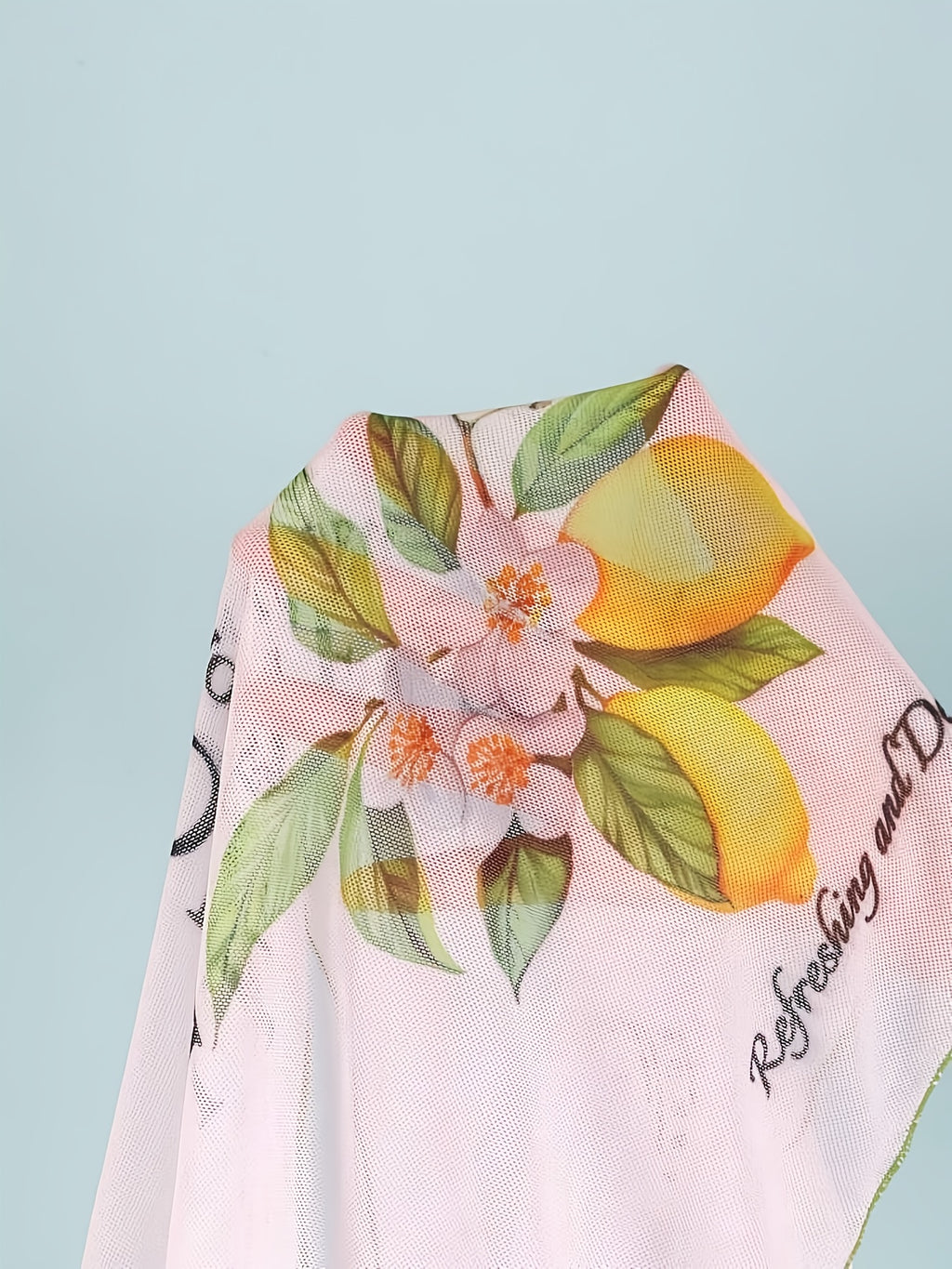 Letter Print Three-Piece Swimsuit Set with Halter Neck Top and High-Cut Triangle Bottoms Cherry Print