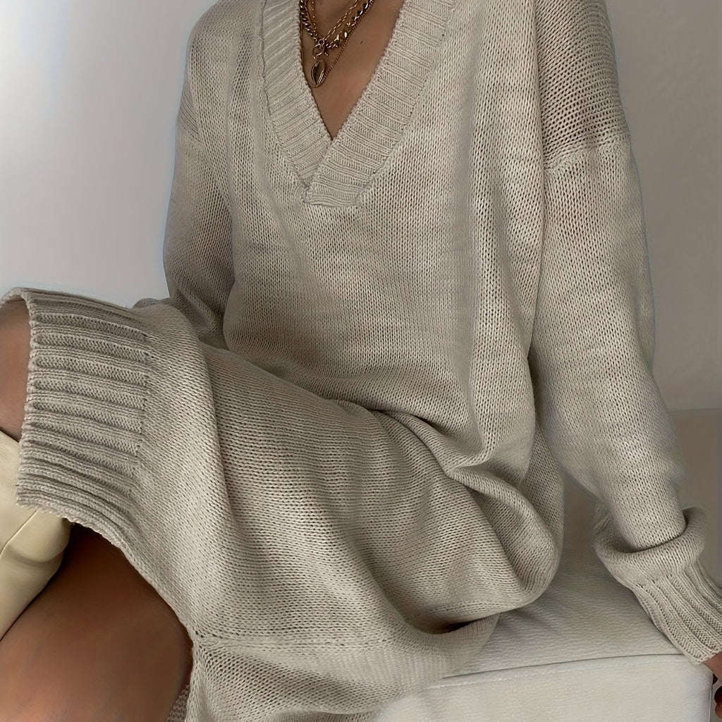 V-Neck Sweater Dress