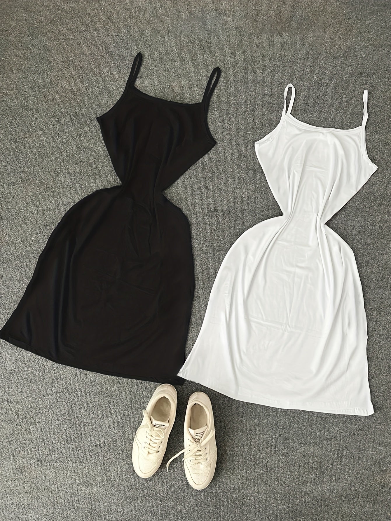 {2pcs} Star Pattern Color Block Thin Strap Sleeveless Dress